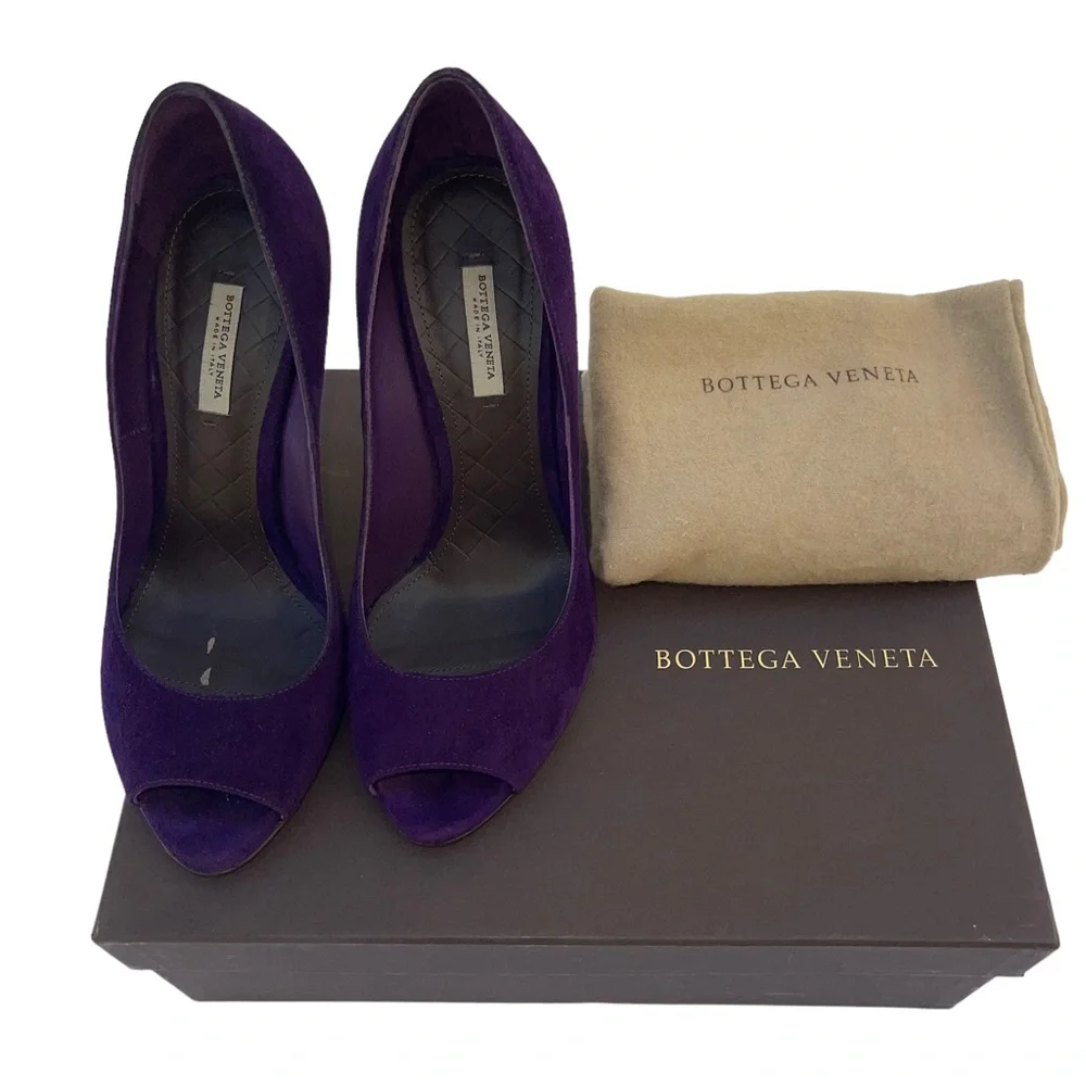 Bottega Veneta Sandal Pelle S. Cuoio Luxe Kid Suede in Plum Sz. 36 - Picture 6 of 10